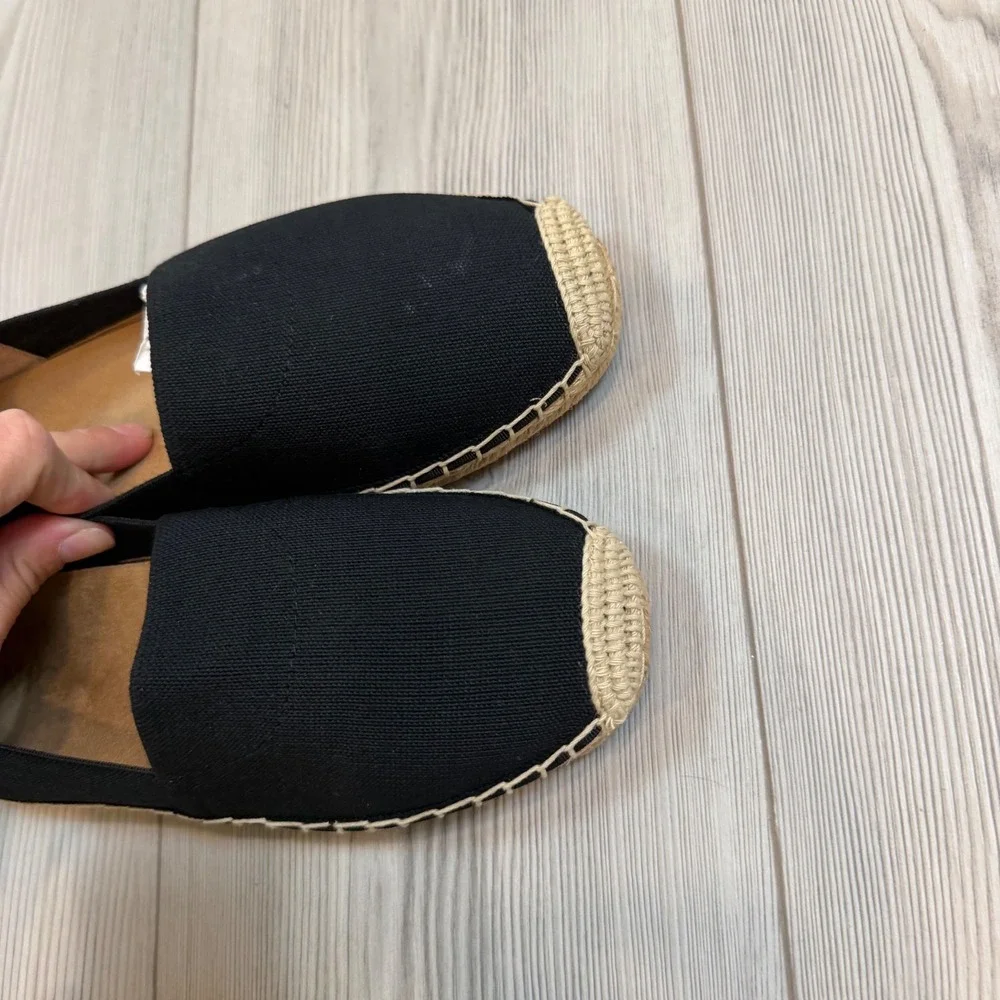 NEW Vionic Coast Valeri Black Canvas Espadrille Slip On Flats Orthaheel 7.5